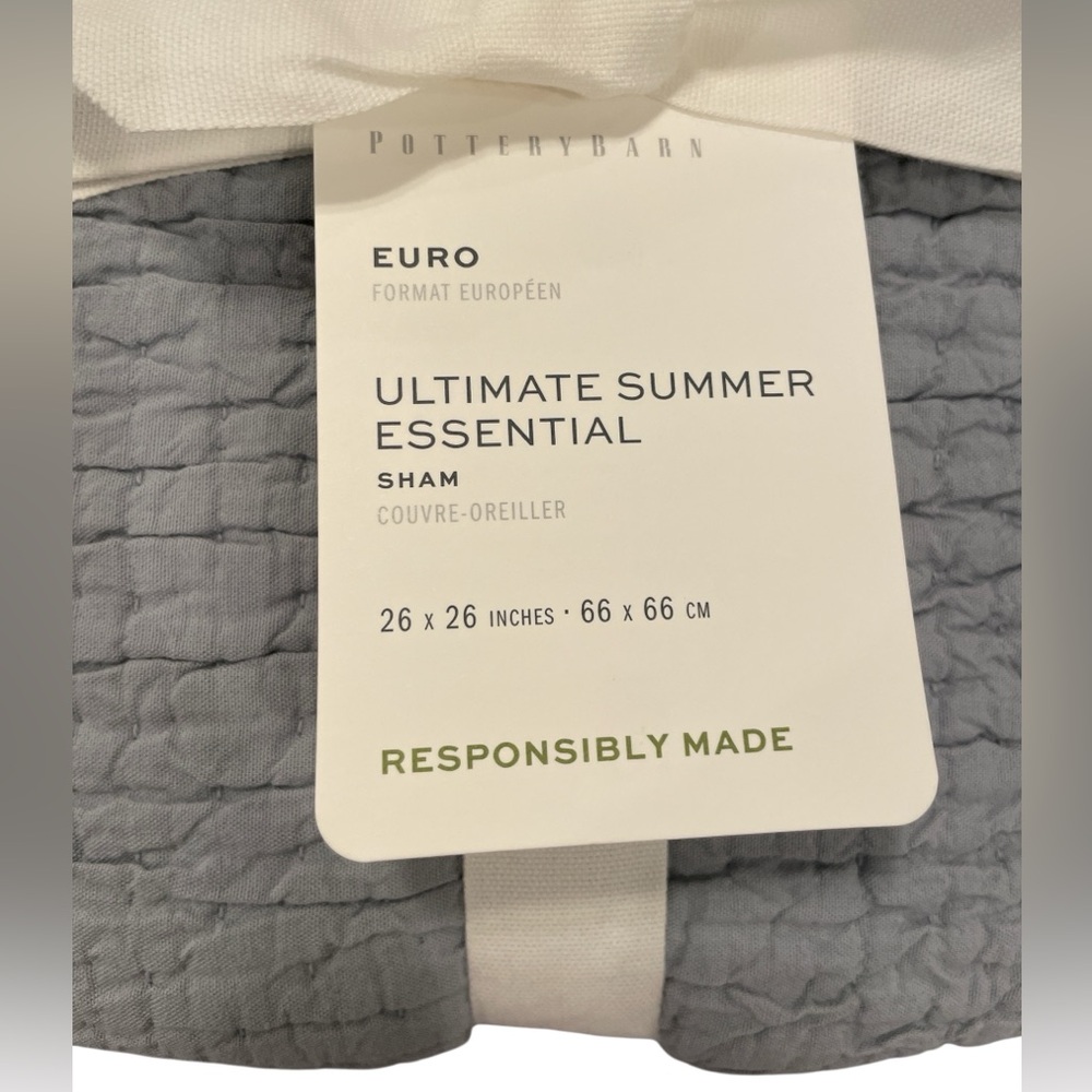 Pottery Barn Ultimate Summer Essential Quilted Sham Chambray Euro - Picture 2 of 6